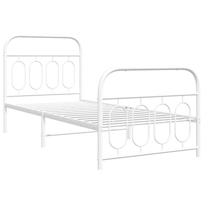 Giroletto con Testiera e Pediera Metallo Bianco 80x200 cm