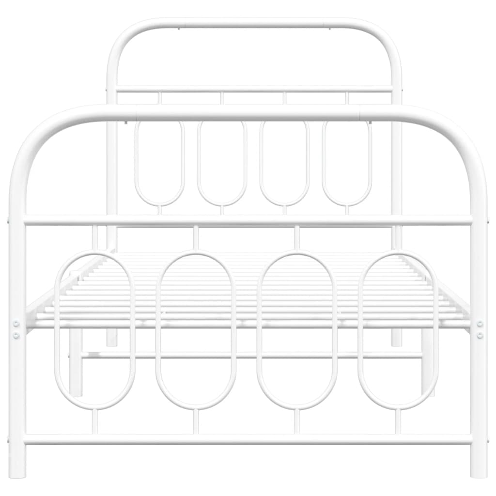 Giroletto con Testiera e Pediera Metallo Bianco 80x200 cm