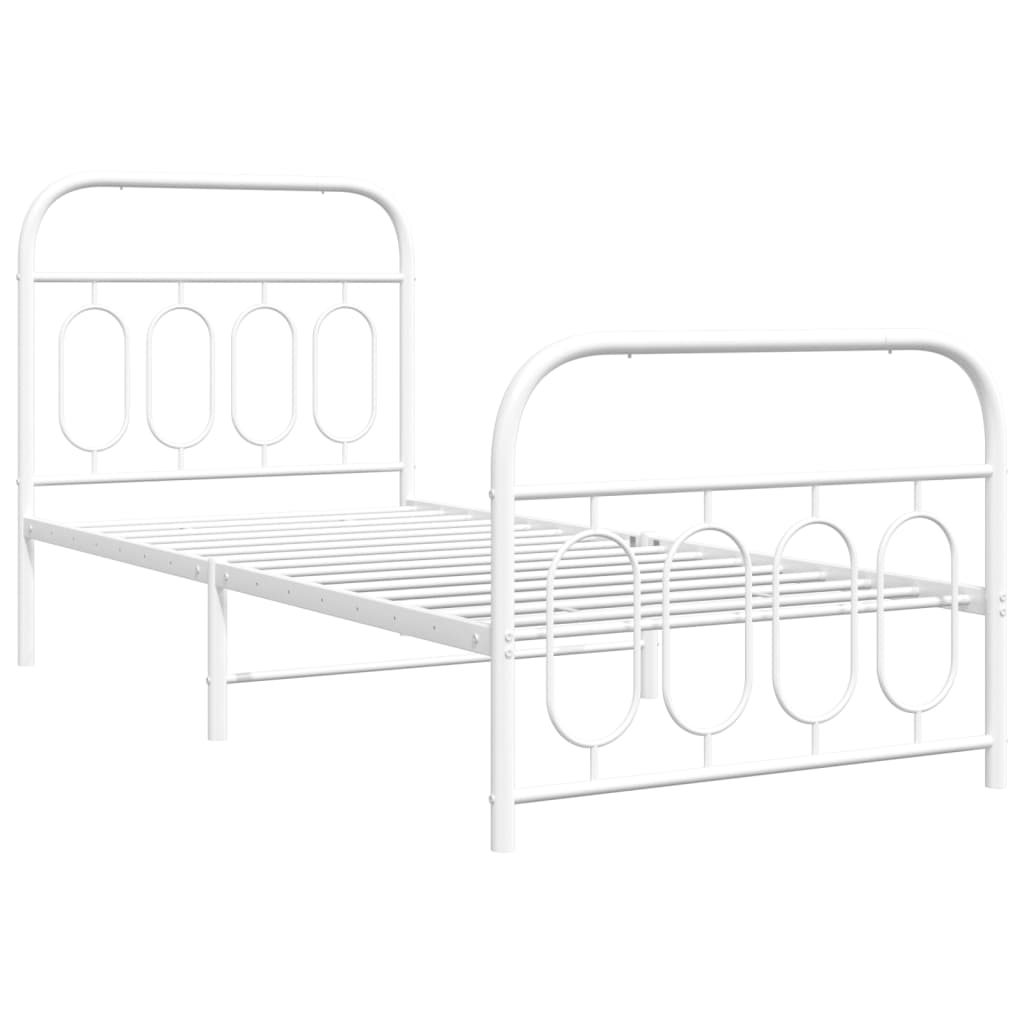 Giroletto con Testiera e Pediera Metallo Bianco 90x190 cm