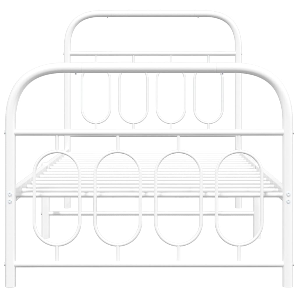 Giroletto con Testiera e Pediera Metallo Bianco 90x200 cm