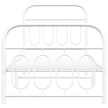 Giroletto con Testiera e Pediera Metallo Bianco 90x200 cm