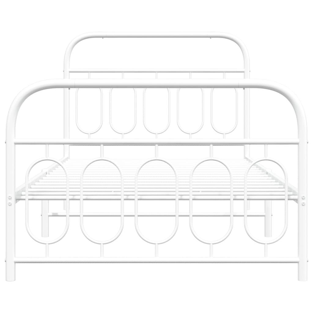 Giroletto con Testiera e Pediera Metallo Bianco 100x200 cm