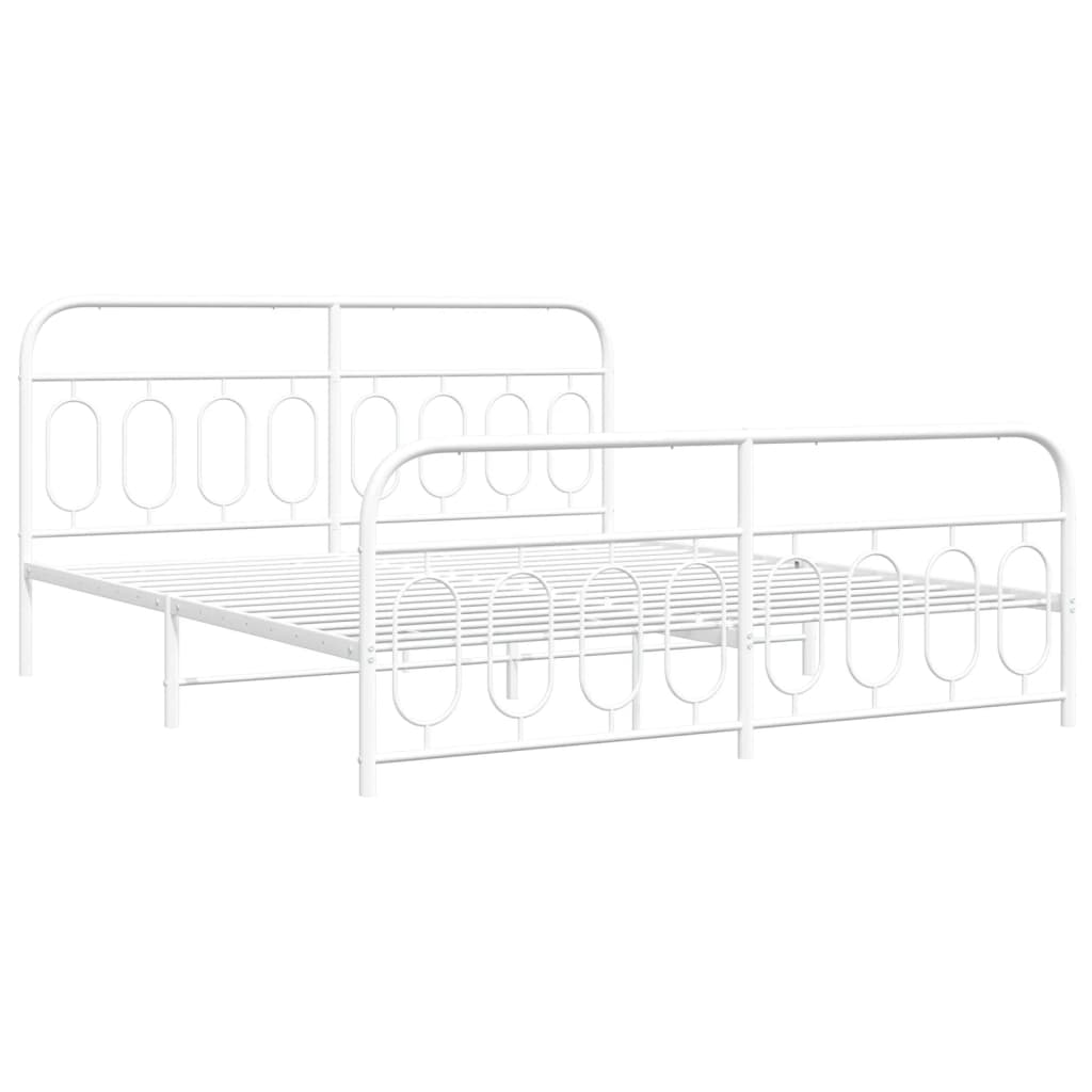 Giroletto con Testiera e Pediera Metallo Bianco 183x213 cm