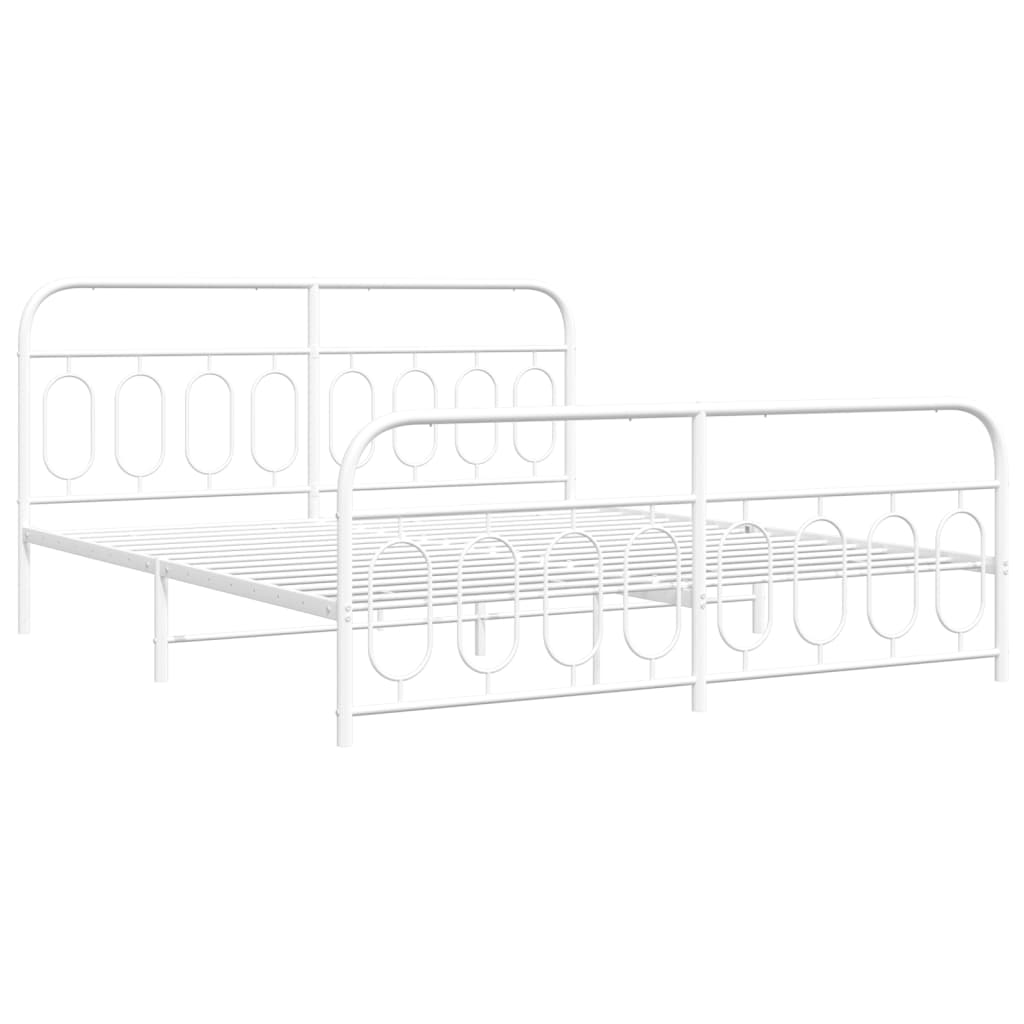 Giroletto con Testiera e Pediera Metallo Bianco 193x203 cm