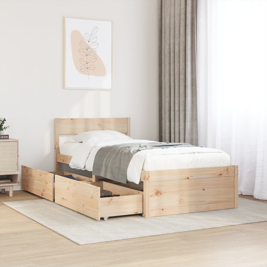 Letto senza Materasso 90x200 cm in Legno Massello di Pino