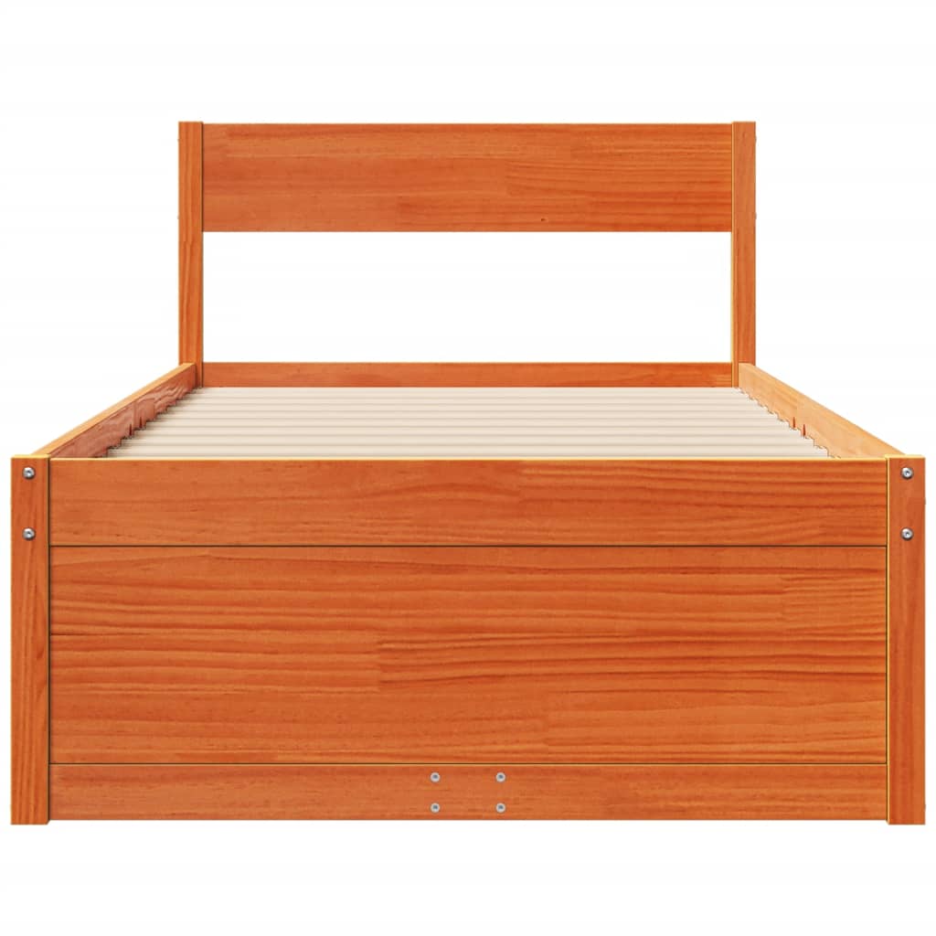 Letto senza Materasso Marrone Cera 90x200 cm Legno di Pino