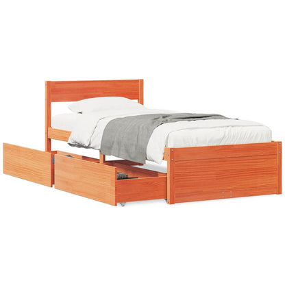 Letto senza Materasso Marrone Cera 90x190 cm in Legno di Pino