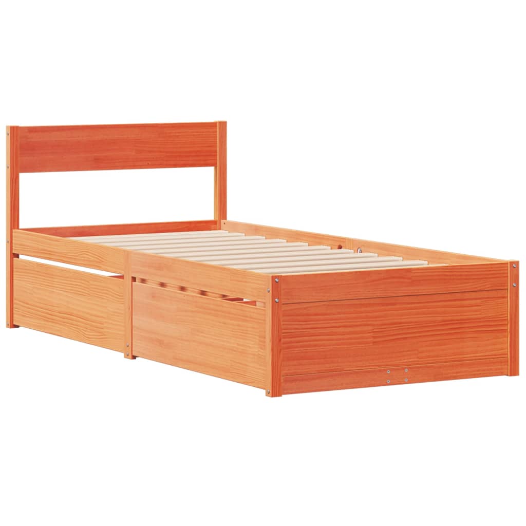Letto senza Materasso Marrone Cera 90x190 cm in Legno di Pino