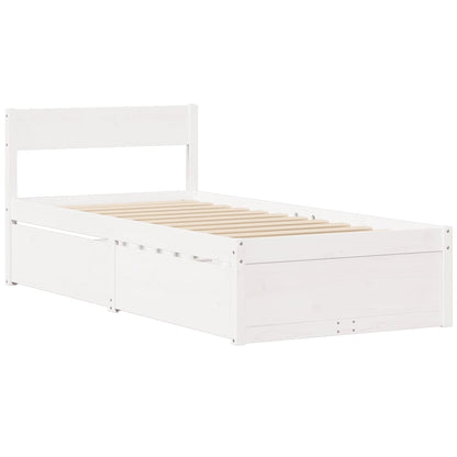 Letto senza Materasso Bianco 75x190 in Legno Massello di Pino