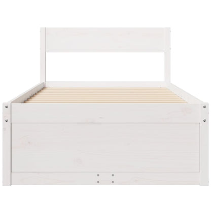 Letto senza Materasso Bianco 75x190 in Legno Massello di Pino