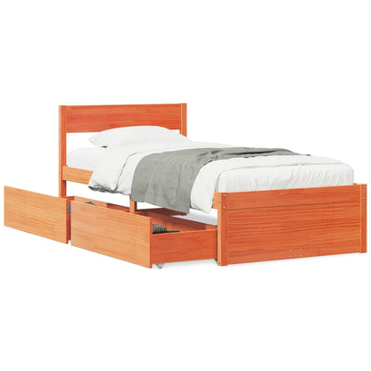Letto senza Materasso Marrone Cera 75x190 cm in Legno di Pino