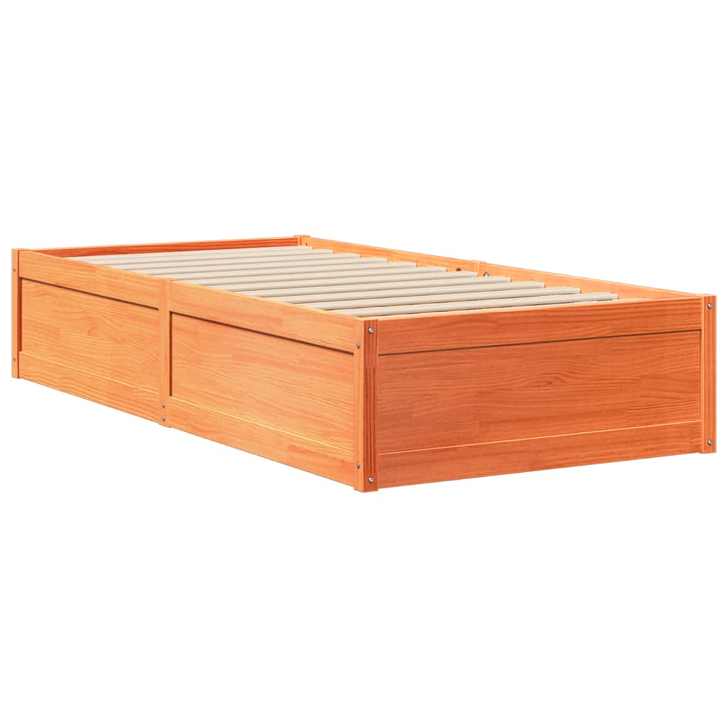 Letto senza Materasso Marrone Cera 90x200 cm Legno di Pino