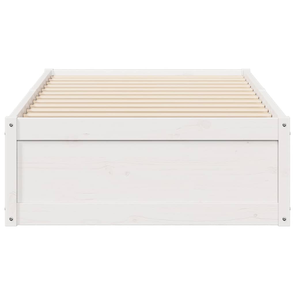 Letto senza Materasso Bianco 75x190 in Legno Massello di Pino