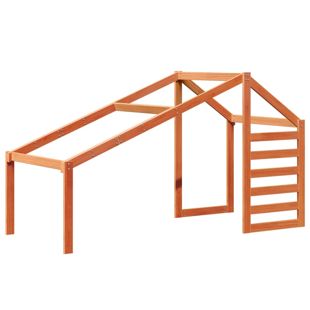 Tetto Letto Bambini Marrone Cera 198x97x113 Legno Massello Pino
