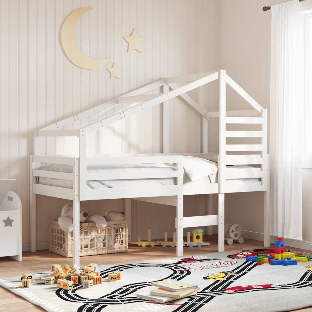 Tetto per Letto Bambini Bianco 188x97x113cm Legno Massello Pino