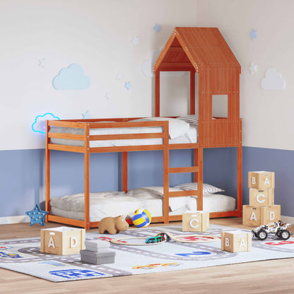 Tetto Letto Bambini Marrone Cera 60x99x139,5 cm Massello Pino
