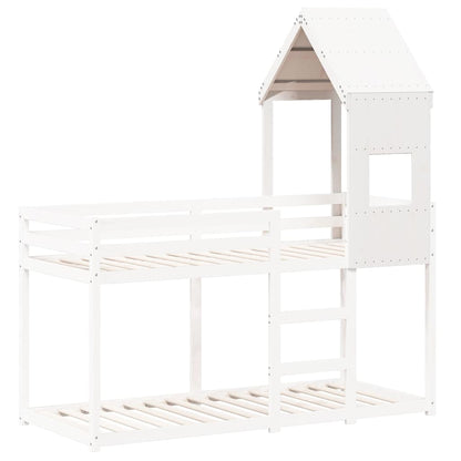 Tetto per Letto Bambini Bianco 55x99x139,5 Legno Massello Pino