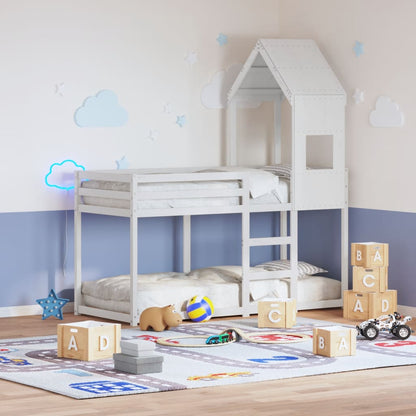 Tetto per Letto Bambini Bianco 55x99x139,5 Legno Massello Pino
