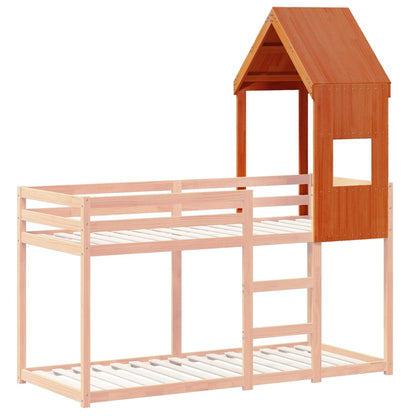 Tetto Letto Bambini Marrone Cera 55x84x132 Legno Massello Pino