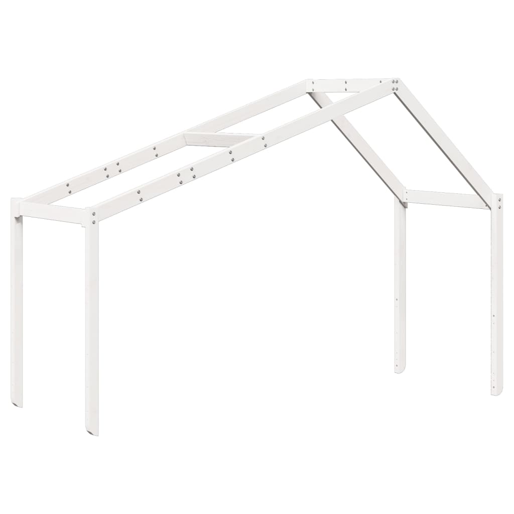 Tetto Letto Bambini Bianco 213x95,5x144,5cm Legno Massello Pino