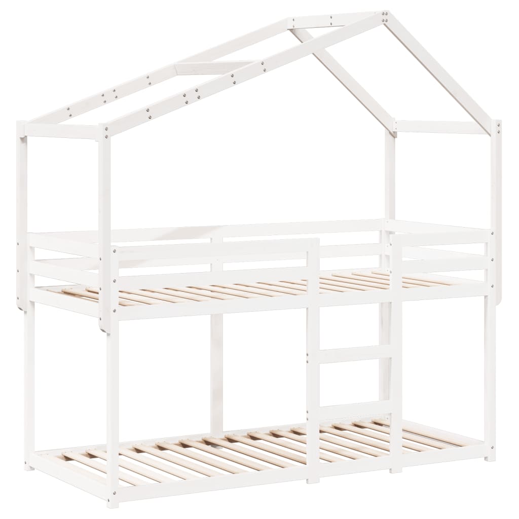 Tetto Letto Bambini Bianco 213x95,5x144,5cm Legno Massello Pino