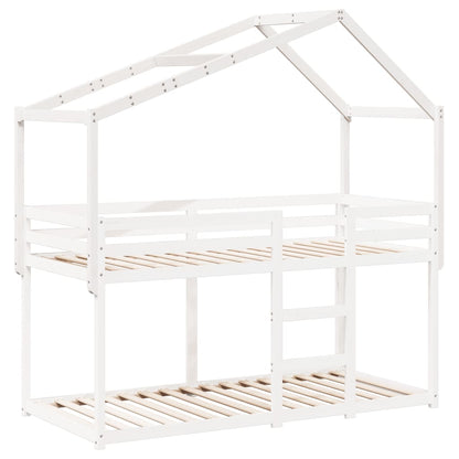 Tetto Letto Bambini Bianco 213x95,5x144,5cm Legno Massello Pino