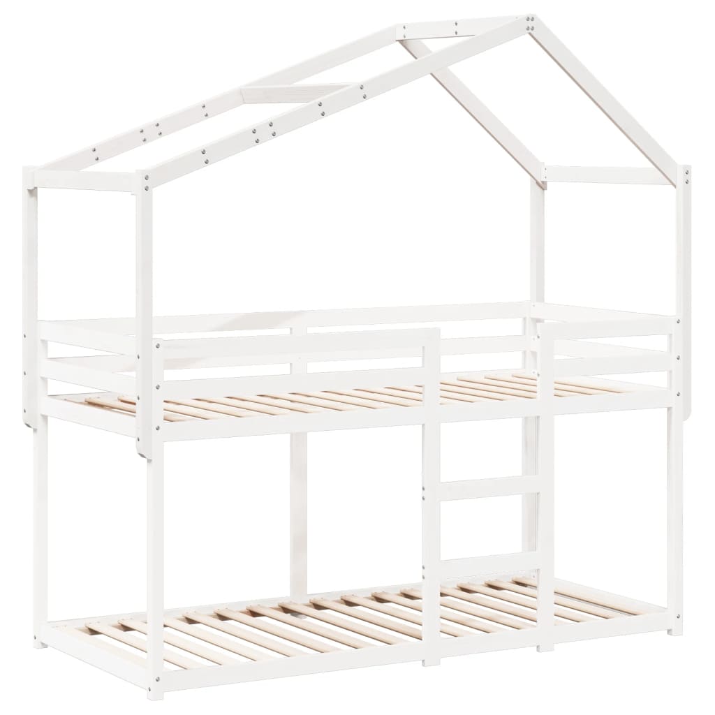 Tetto Letto Bambini Bianco 213x85,5x144,5cm Legno Massello Pino
