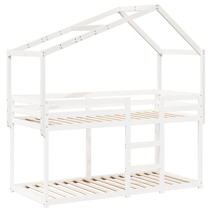 Tetto Letto Bambini Bianco 213x85,5x144,5cm Legno Massello Pino
