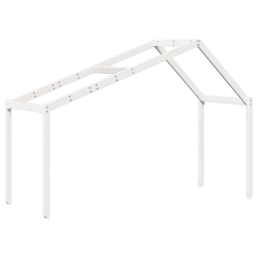 Tetto Letto Bambini Bianco 203x95,5x142 cm Legno Massello Pino