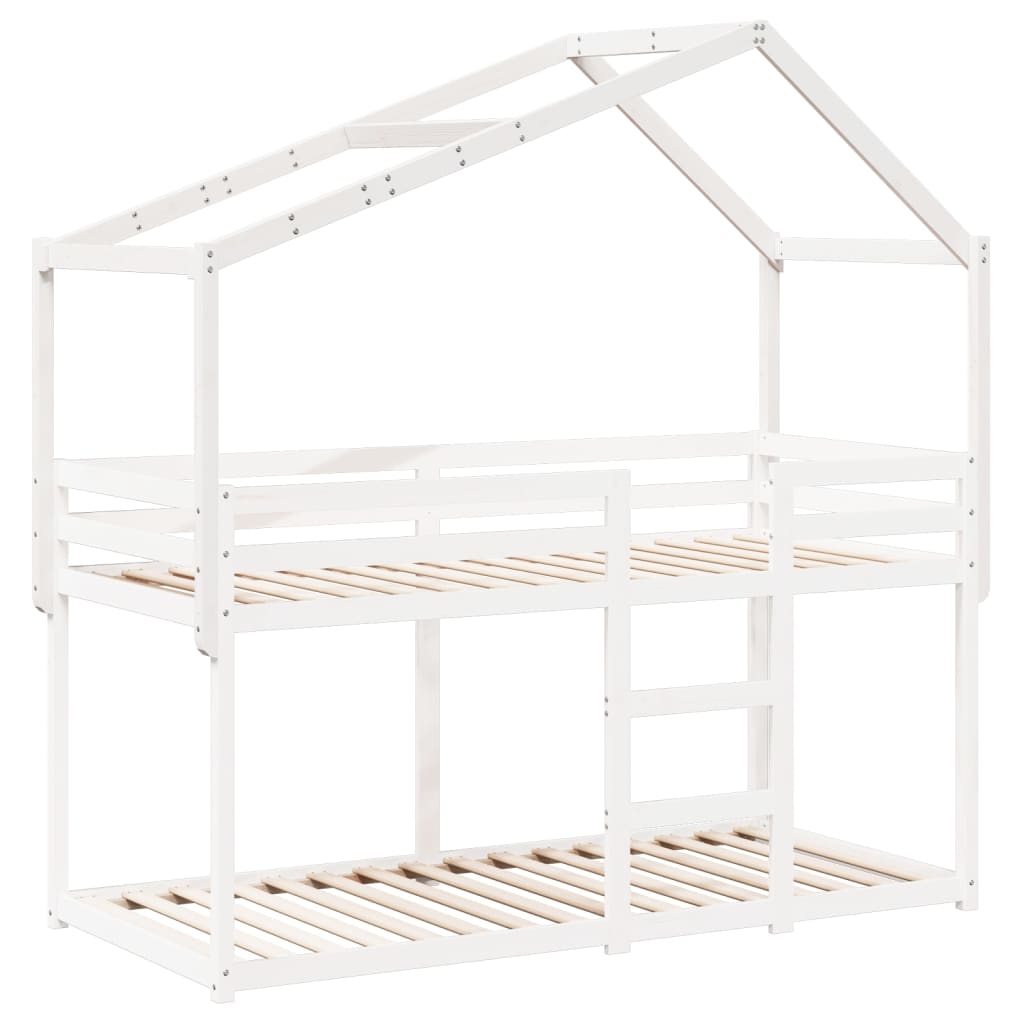 Tetto Letto Bambini Bianco 203x95,5x142 cm Legno Massello Pino