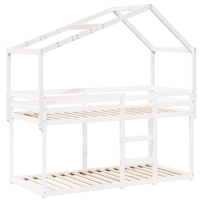 Tetto Letto Bambini Bianco 203x95,5x142 cm Legno Massello Pino