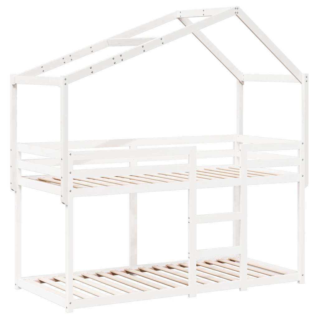 Tetto Letto Bambini Bianco 203x80,5x142 cm Legno Massello Pino