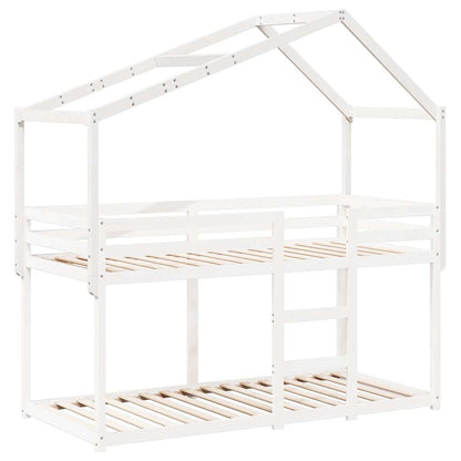 Tetto Letto Bambini Bianco 203x80,5x142 cm Legno Massello Pino