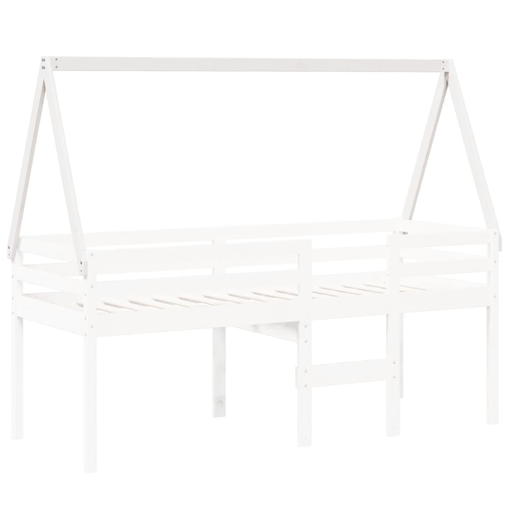 Tetto Letto Bambini Bianco 209x95,5x88 cm Legno Massello Pino