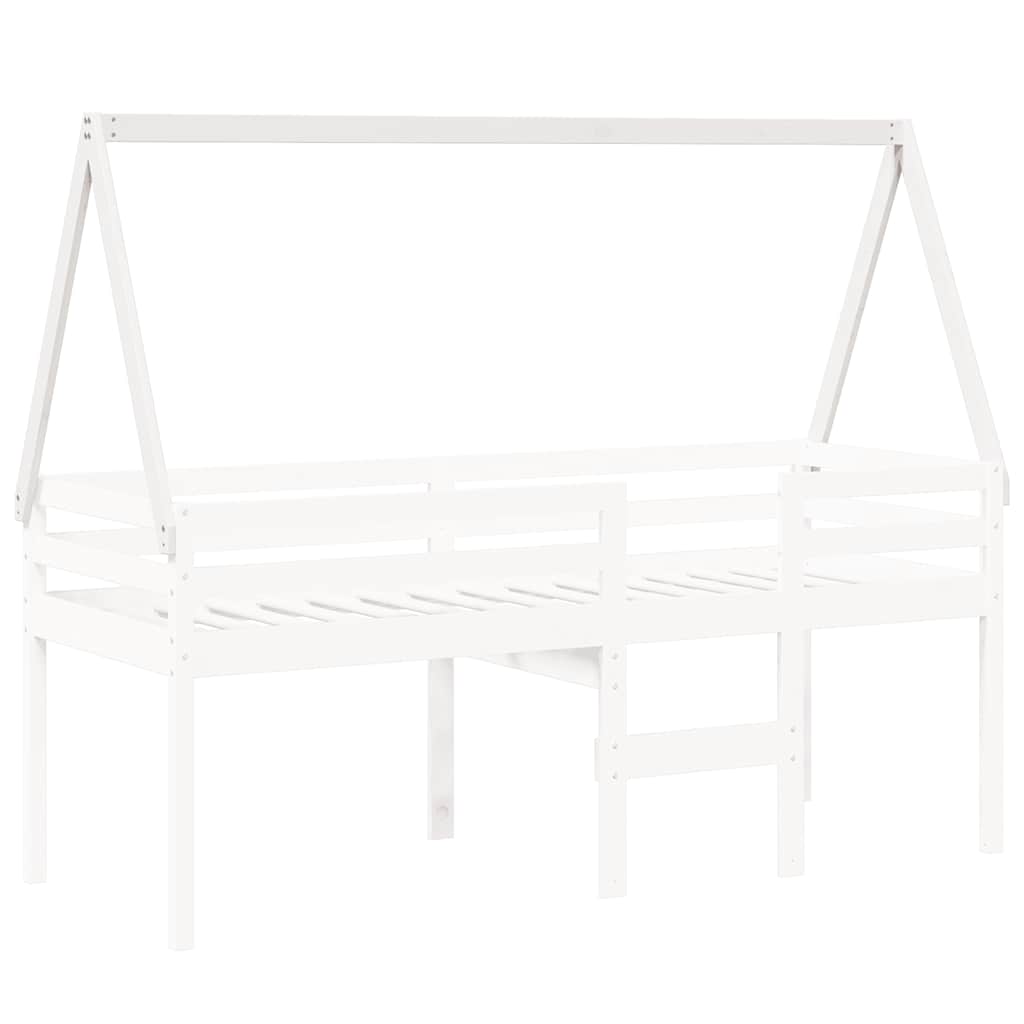 Tetto Letto Bambini Bianco 209x85,5x88 cm Legno Massello Pino