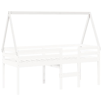 Tetto Letto Bambini Bianco 209x85,5x88 cm Legno Massello Pino