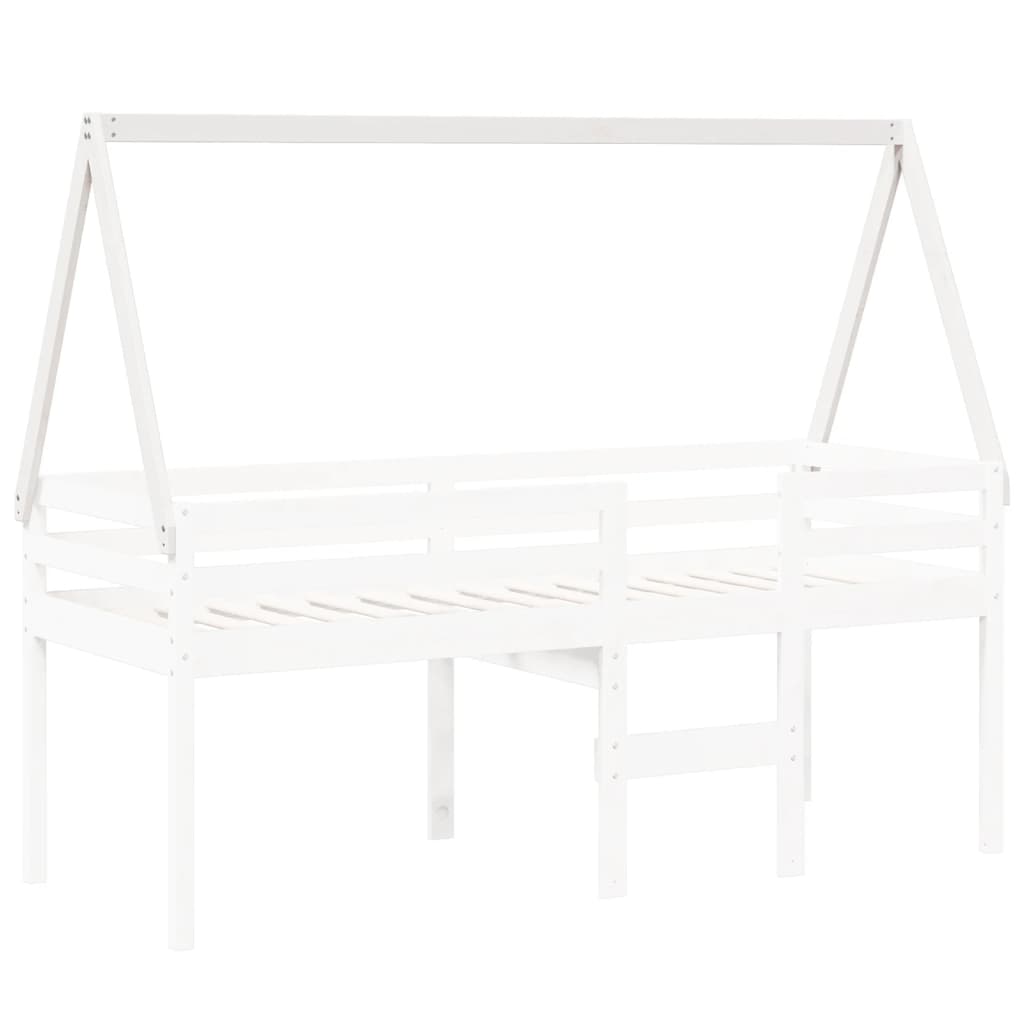 Tetto Letto Bambini Bianco 199x95,5x88 cm Legno Massello Pino