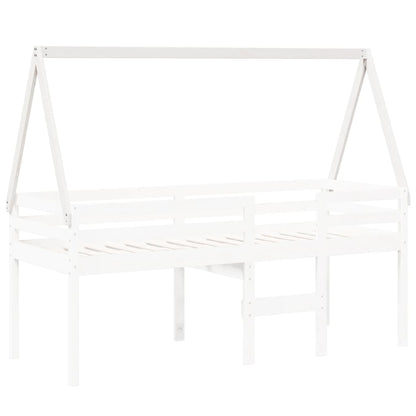 Tetto Letto Bambini Bianco 199x95,5x88 cm Legno Massello Pino