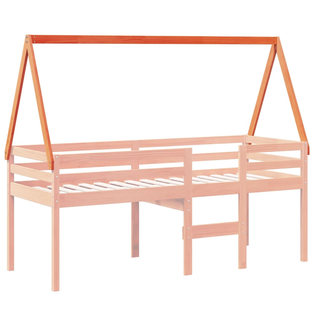 Tetto Letto Bambini Marrone Cera 199x95,5x88 cm Massello Pino