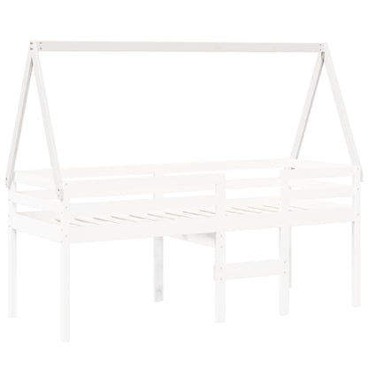 Tetto Letto Bambini Bianco 199x80,5x88 cm Legno Massello Pino