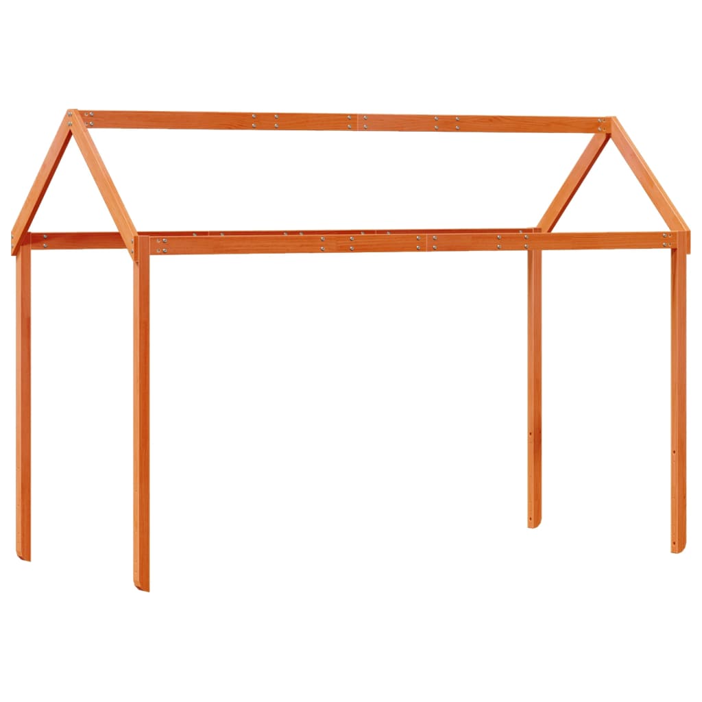 Tetto Letto Bambini Marrone Cera 217x85,5x154 cm Massello Pino