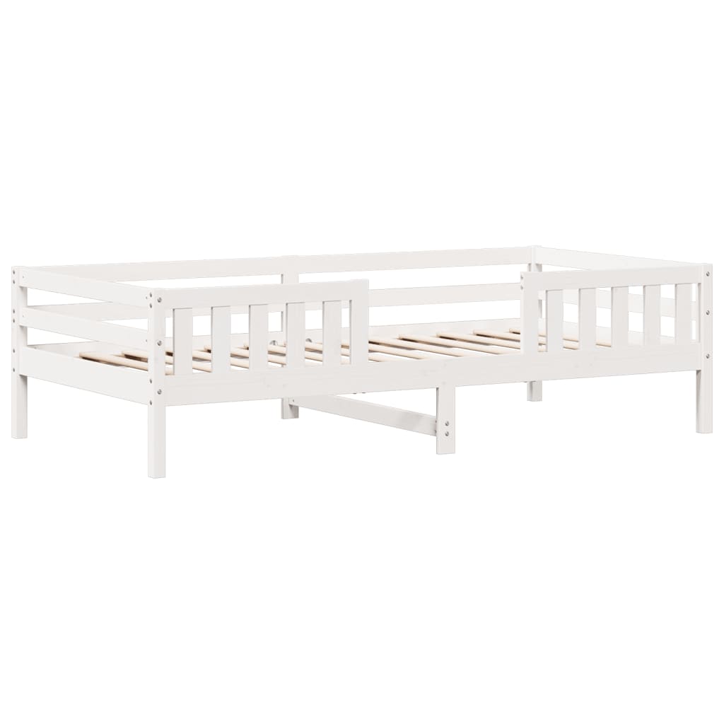 Letto senza Materasso Bianco 75x190 in Legno Massello di Pino