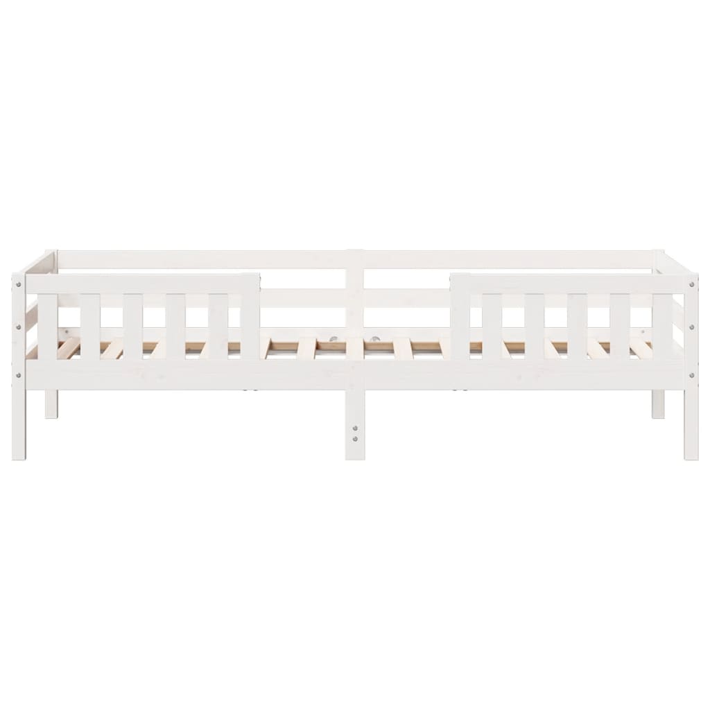 Letto senza Materasso Bianco 75x190 in Legno Massello di Pino