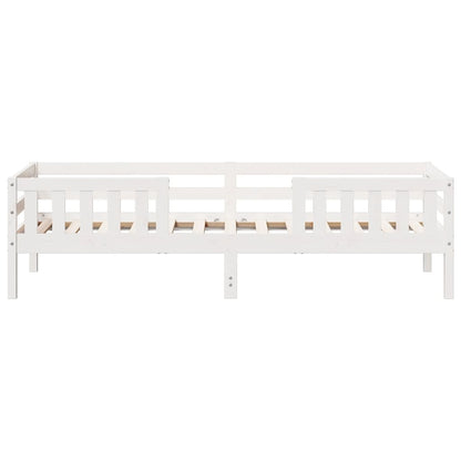Letto senza Materasso Bianco 75x190 in Legno Massello di Pino