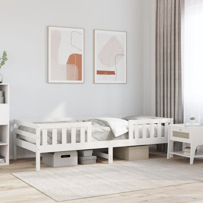 Letto senza Materasso Bianco 75x190 in Legno Massello di Pino