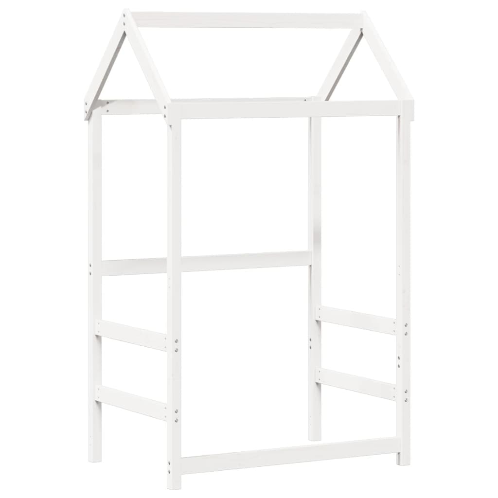 Tetto Letto Bambini Bianco 118x70x176,5 cm Legno Massello Pino