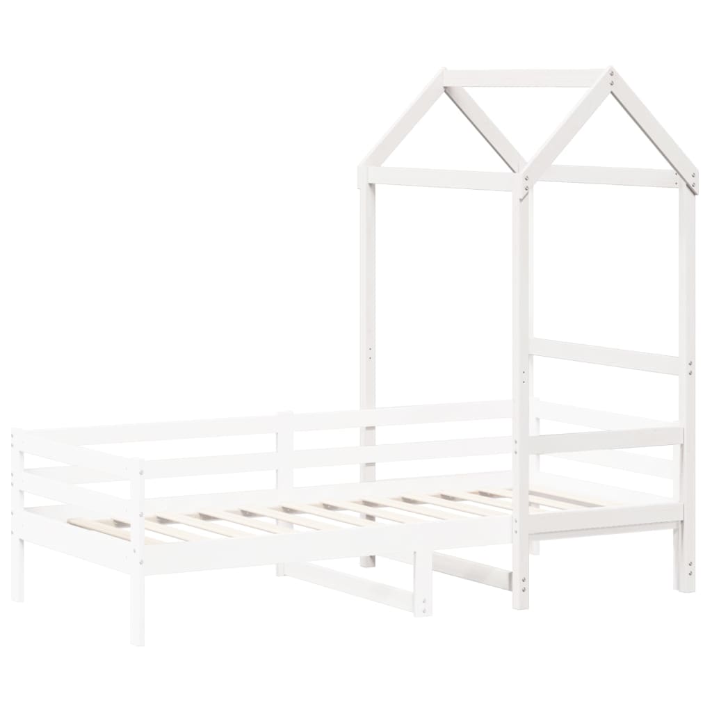 Tetto Letto Bambini Bianco 118x70x176,5 cm Legno Massello Pino