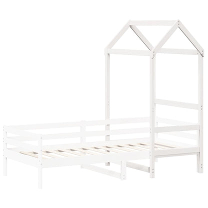 Tetto Letto Bambini Bianco 118x70x176,5 cm Legno Massello Pino