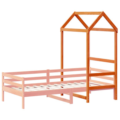 Tetto Letto Bambini Marrone Cera 118x70x176,5 cm Massello Pino