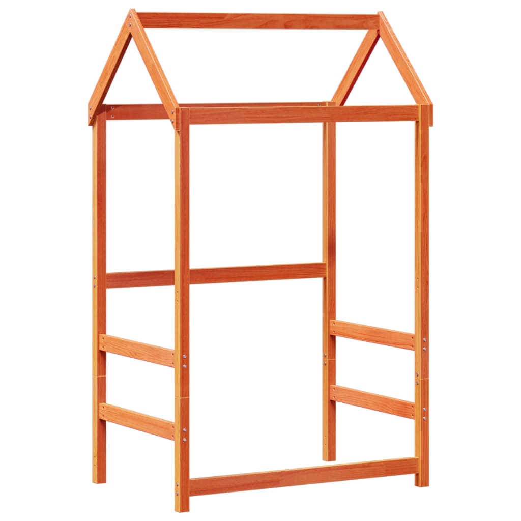 Tetto Letto Bambini Marrone Cera 108x70x176,5 cm Massello Pino